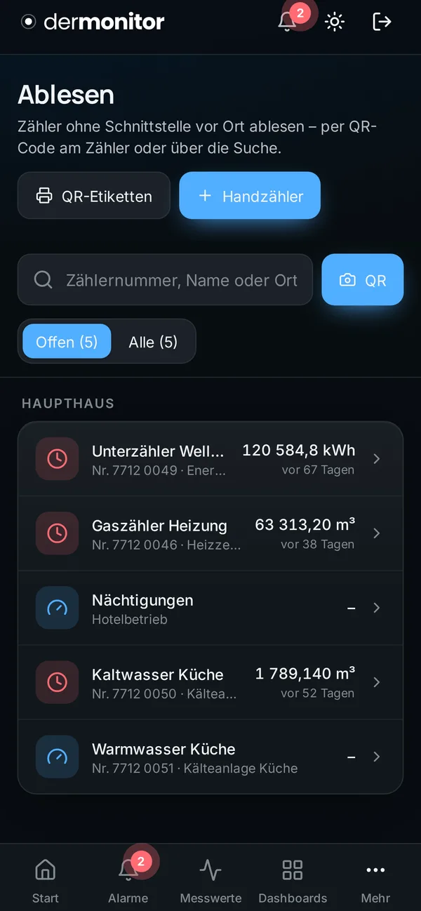 Zählerablesung am Handy